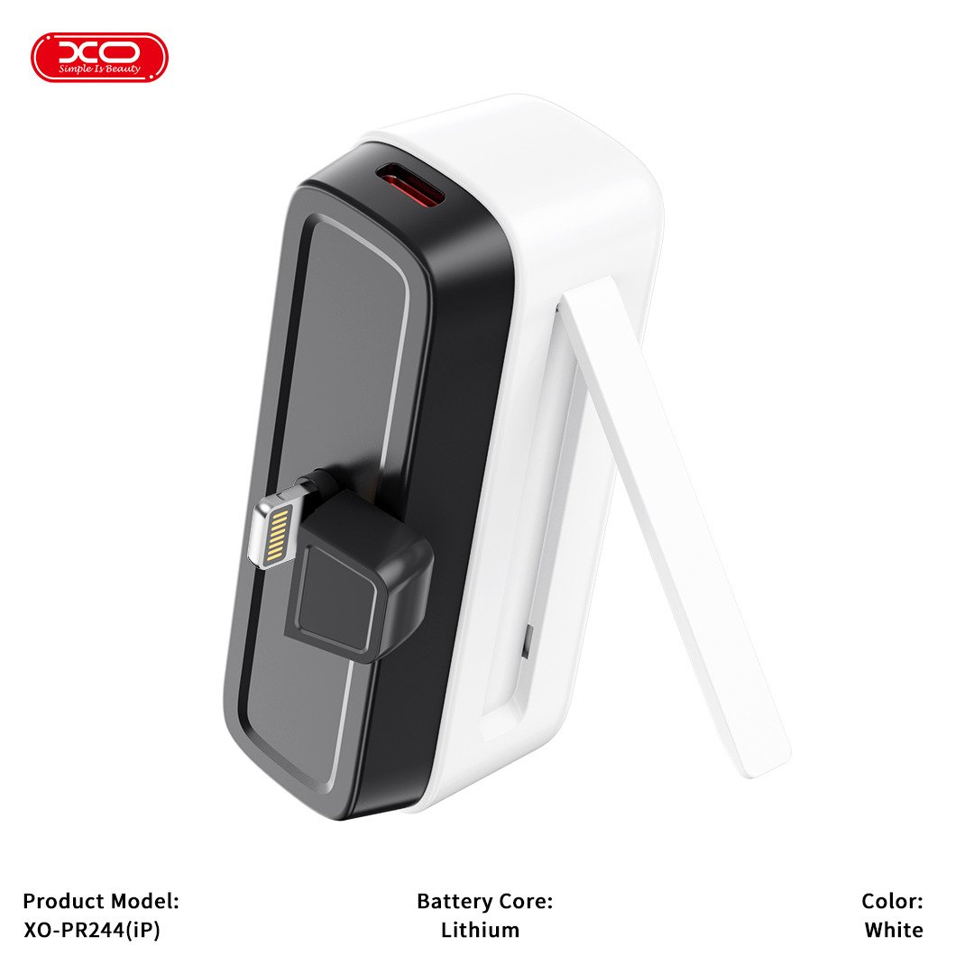 POWERBANK XO-PR244 BLANCO 5000MAH PARA IPHONE CON SOPORTE